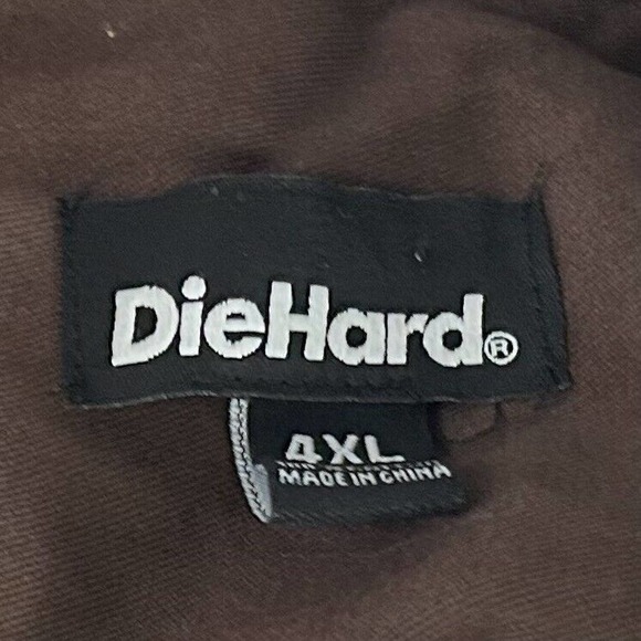 NWT DieHard 4XL Heavy Canvas Work Shirt Brown 100% Cotton Short Sleeve Button Up - Picture 3 of 5